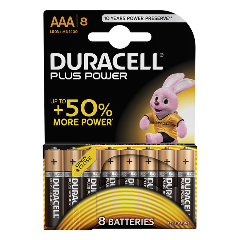 Pila alcalina AAA (LR03) DURACELL Plus. 80 unidades