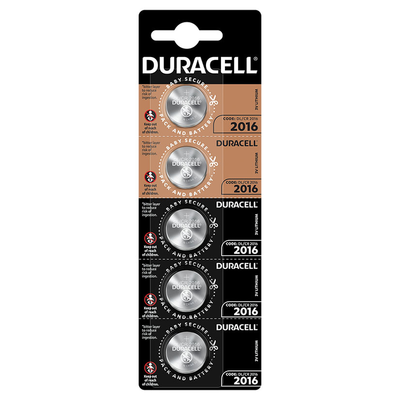 Tiras de 5 pilas botón litio DURACELL precortadas, 4 unidades