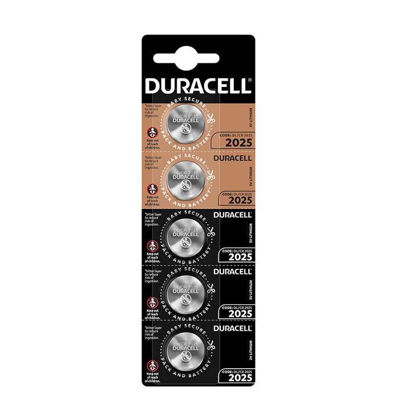 Tiras 5 pilas botón litio DURACELL precortadas, 4 unidades