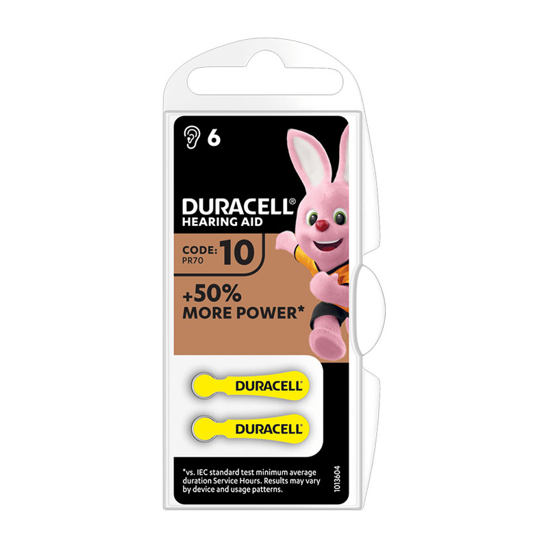 Pila para audífono DURACELL 10 (PR70). 60 unidades