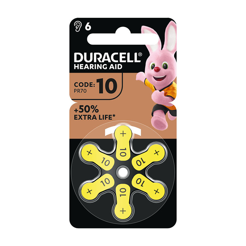 Pila para audífono DURACELL 10 (PR70). 60 unidades