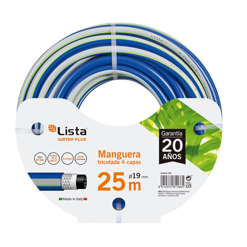 Manguera riego LISTA tricotada Plus 19 mm