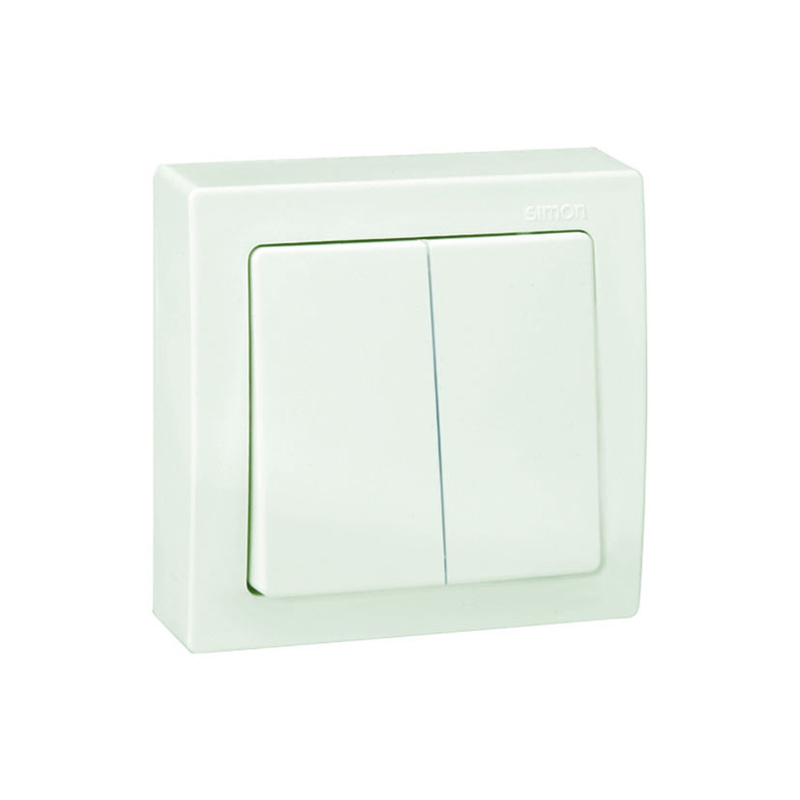 Interruptor doble superficie SIMON 73 Loft blanco