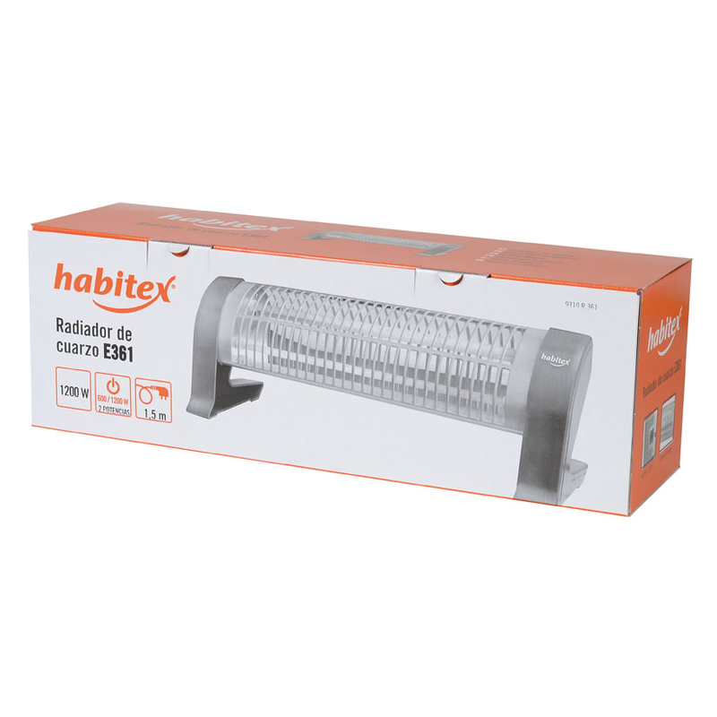 Estufa cuarzo E361 HABITEX con base fija 1.200 W