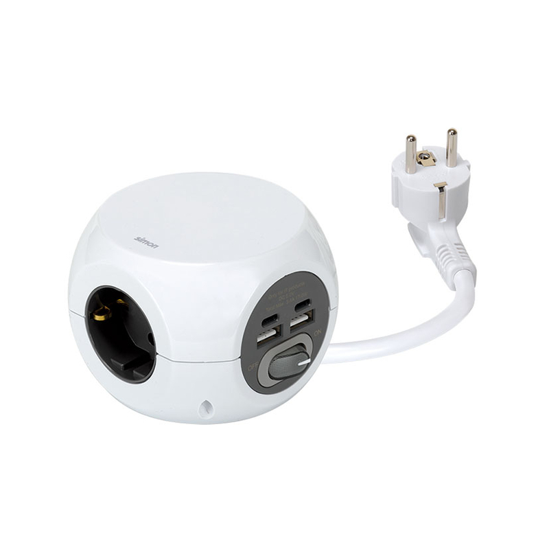 Base múlriple USB SIMONBRICO Combiball 3 tomas + USB