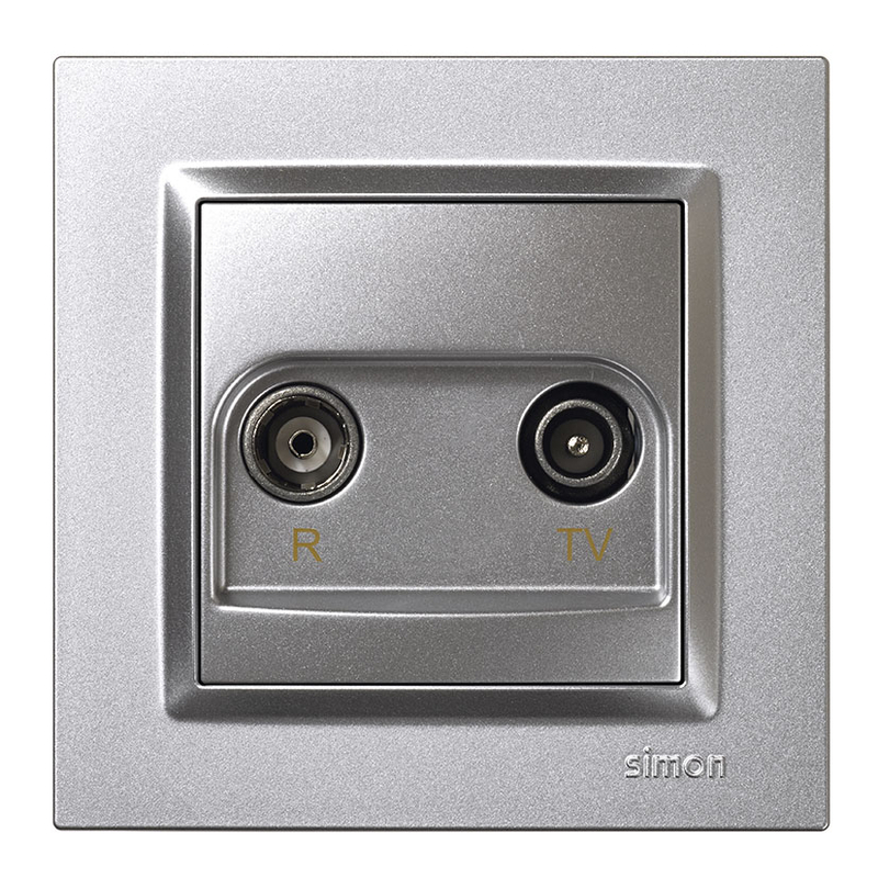 Toma TV intermedia empotrable SIMON S10 Aluminio