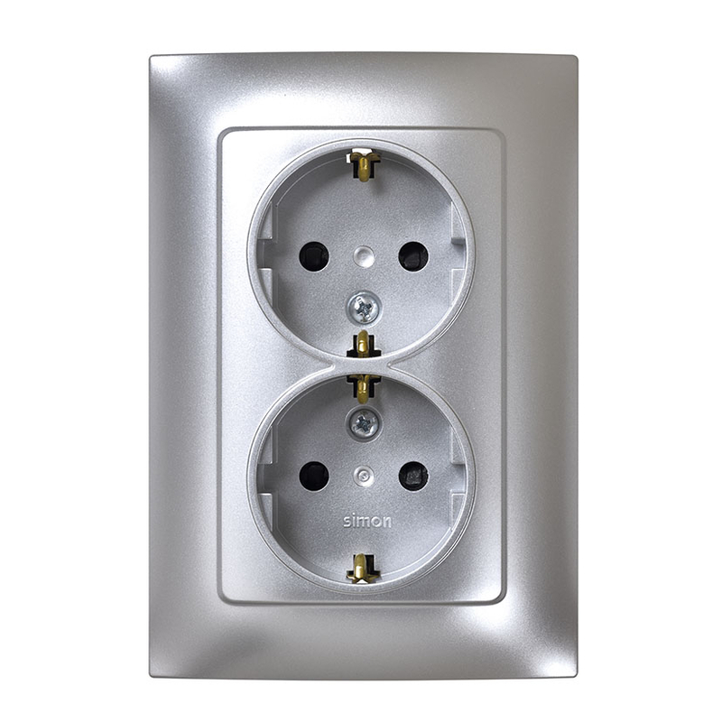 Doble base enchufe empotrable SIMON S10 Aluminio