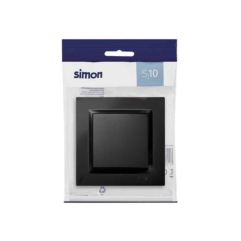 Conmutador cruce empotrable SIMON S10 Negro