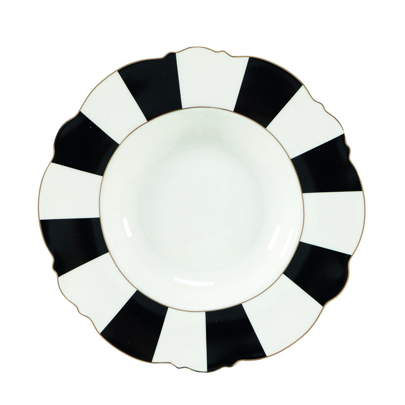 Plato hondo 22,5 cm vajilla  DECASA serie Excellence Rayas  6 unidades