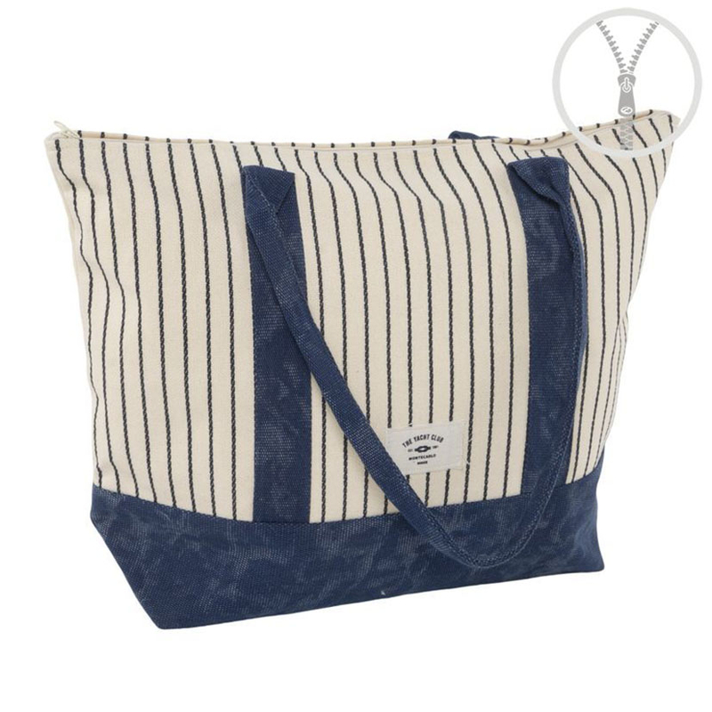 Bolso cremallera rayas azul marino