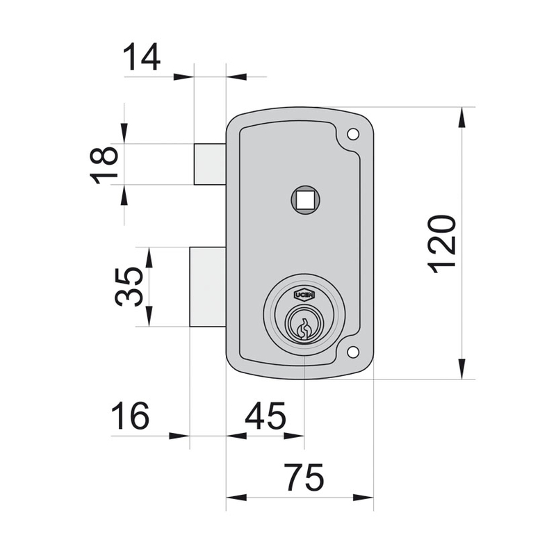 Cerradura sobreponer UCEM modelo 4056B 45mm