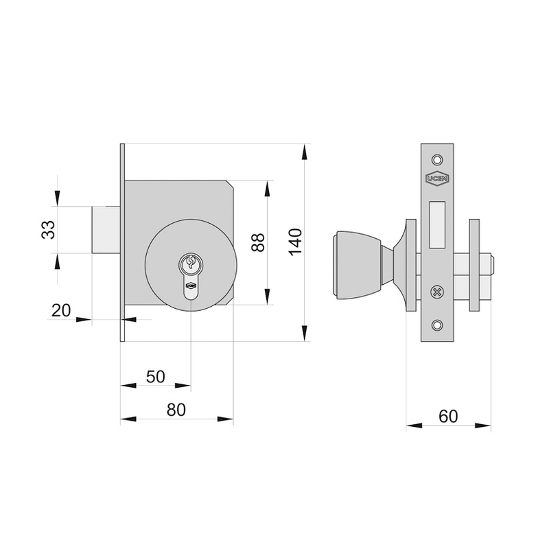 Cerrojo pomo UCEM modelo 5300P