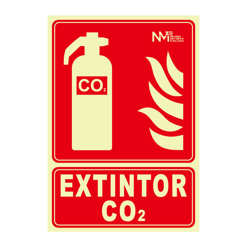 Señal extintor CO2 NMZ Clase B 210x300mm