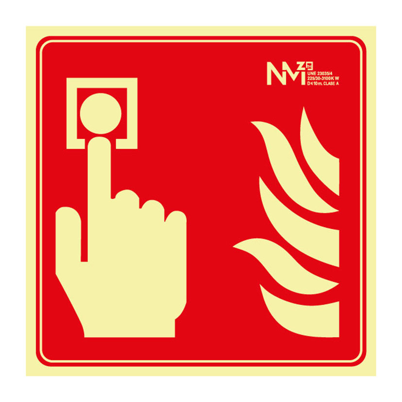 Señal pulsador alarma NMZ Clase A 210x210 mm