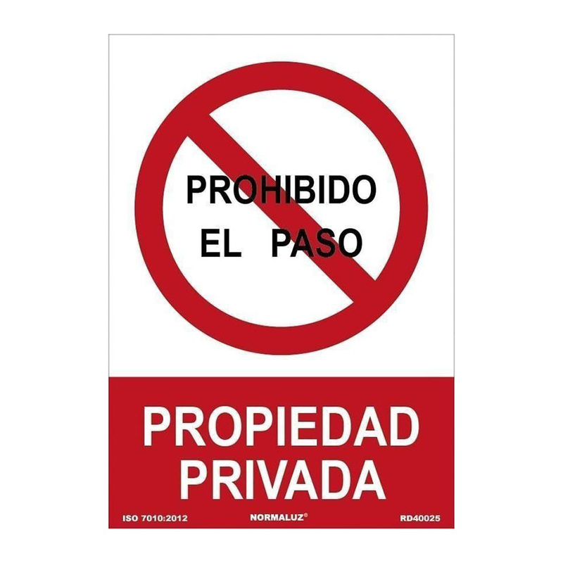 Señal de prohibición NMZ "PROHIBIDO PASO PROPIEDAD PRIVADA"
