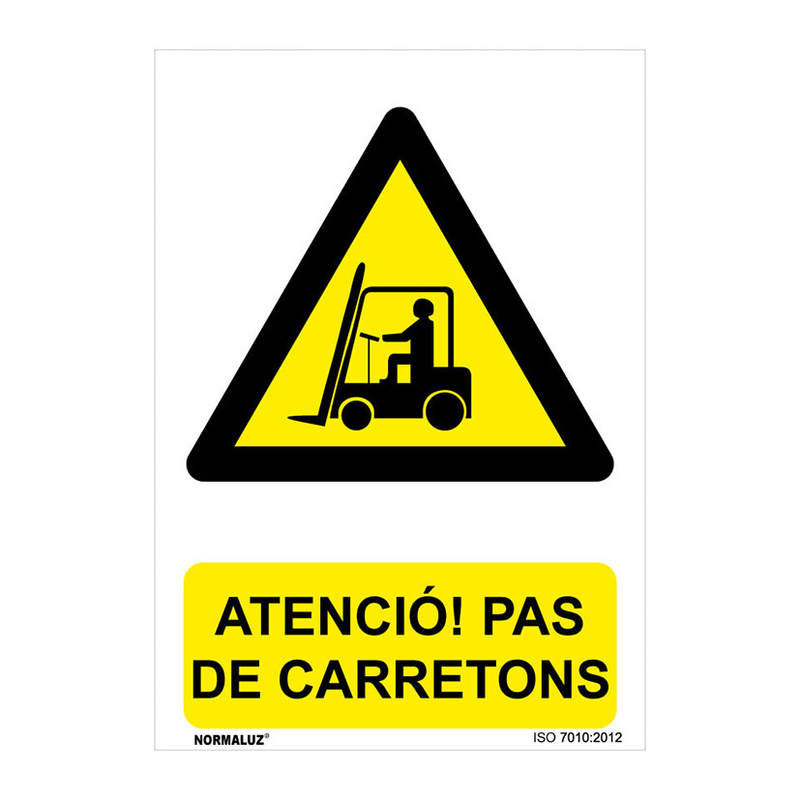 Señal de peligro en catalán PVC NMZ2 "PERILL PAS DE CARRETONS" 10 unidades