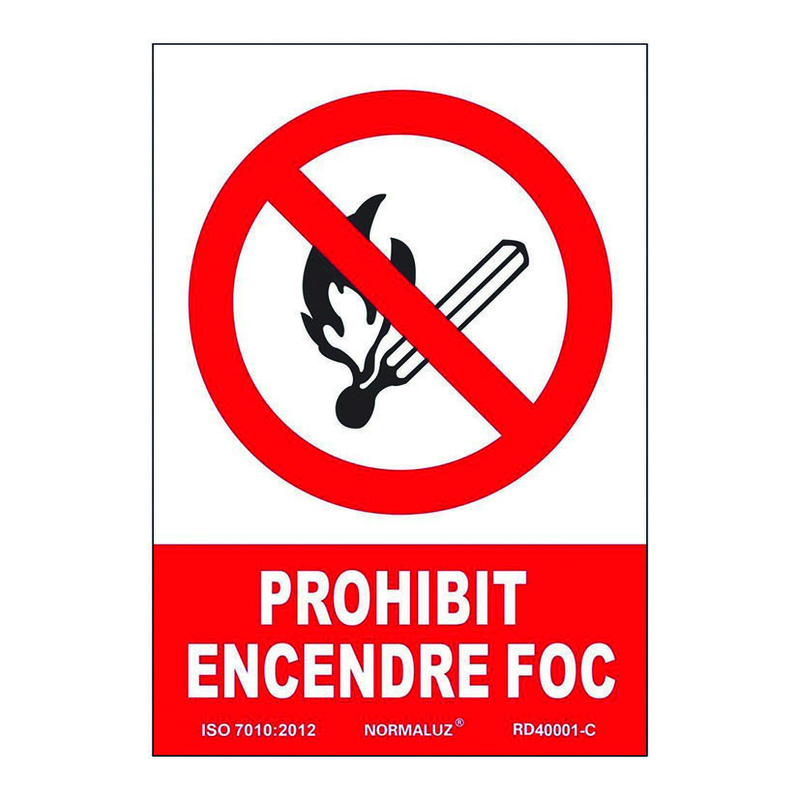 Señal de prohibición en catalán NMZ "PROHIBIT ENCENDRE EL FOC" 10 unidades