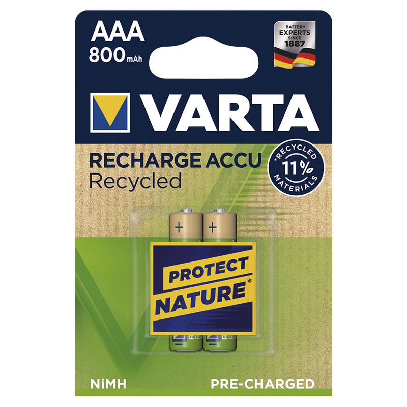 Pila recargable AAA (LR3) VARTA Recycled. 20 unidades