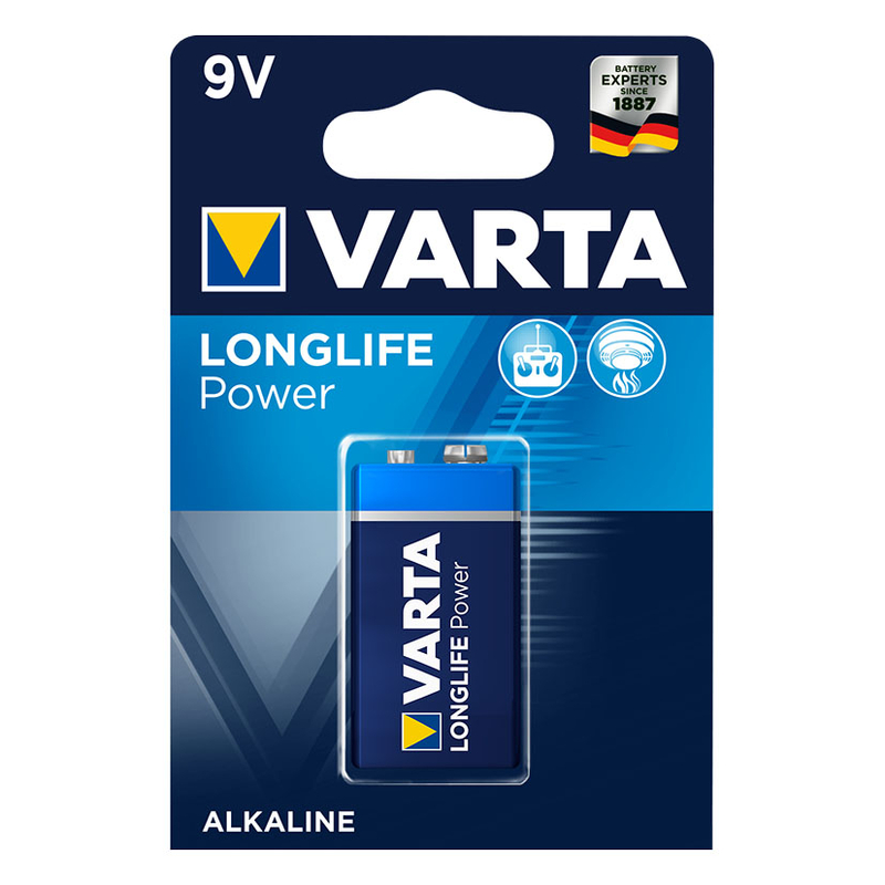 Pila alcalina 9V (6LR61) VARTA Longlive Power. 10 unidades