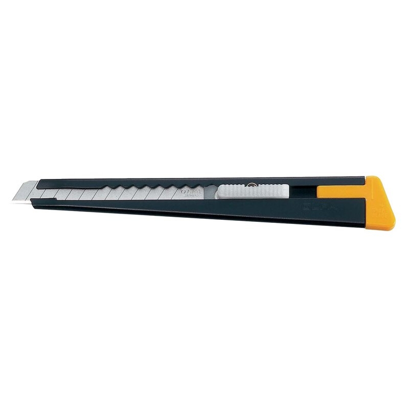 Cúter de bloqueo automático con mango metálico 180-BLACK Olfa