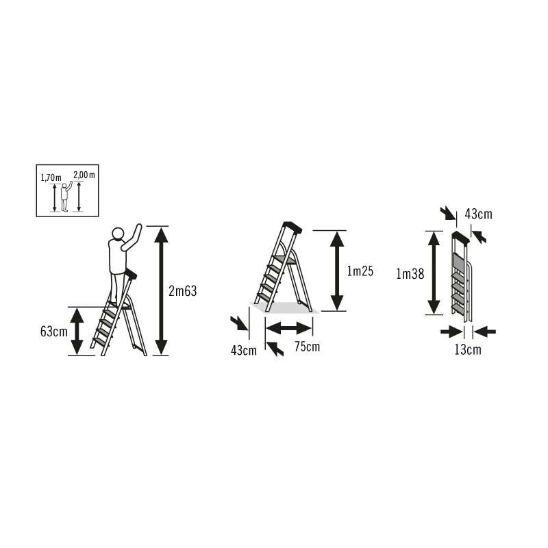 Escalera de tijera de aluminio L60 EasyClix FR Hailo