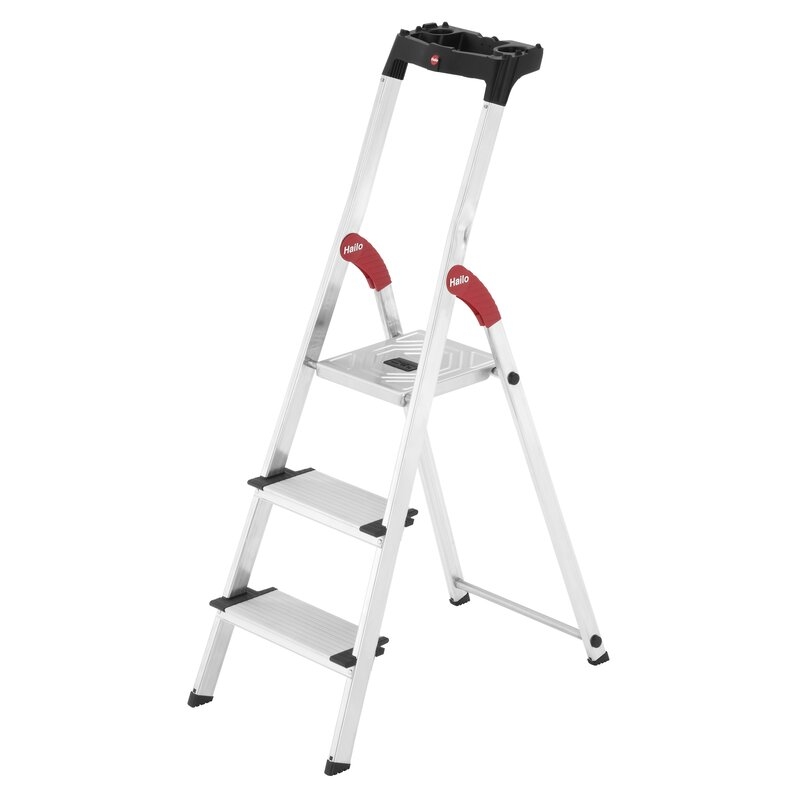 Escalera de tijera de aluminio con peldaño ancho XXL EasyClix Hailo