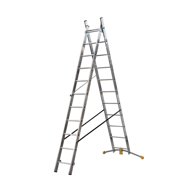 Escalera combinada de 2 tramos con estabilizador curvo HobbyLOT Hailo