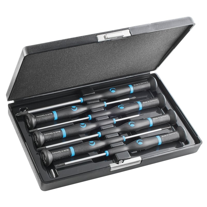 Juego de destornilladores de precisión WITTRON en estuche de plástico antichoque Witte