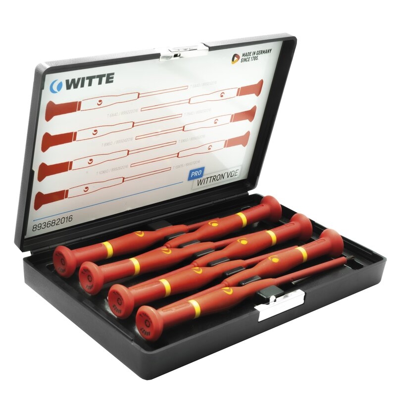 Juegos de destornilladores de precisión WITTRON VDE en estuche de plástico antichoque Witte