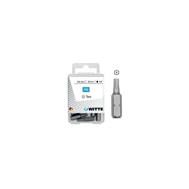 Puntas Torx de seguridad de 25 mm en cajita de plástico Witte