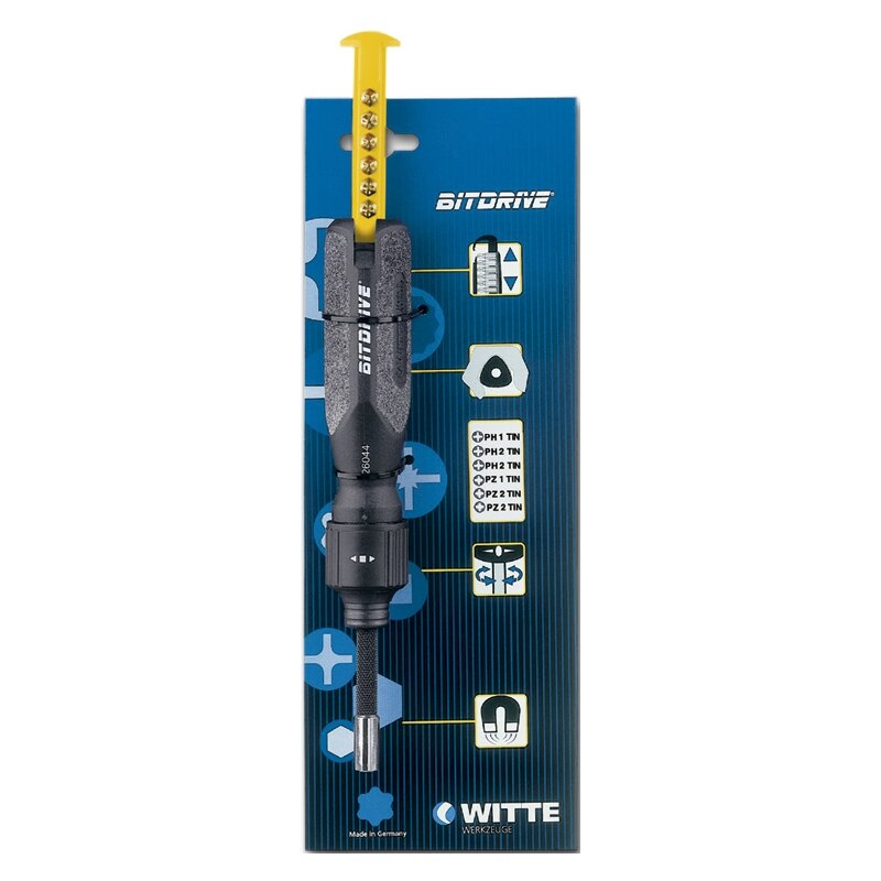 Destornillador portapuntas de carraca BITDRIVE Witte