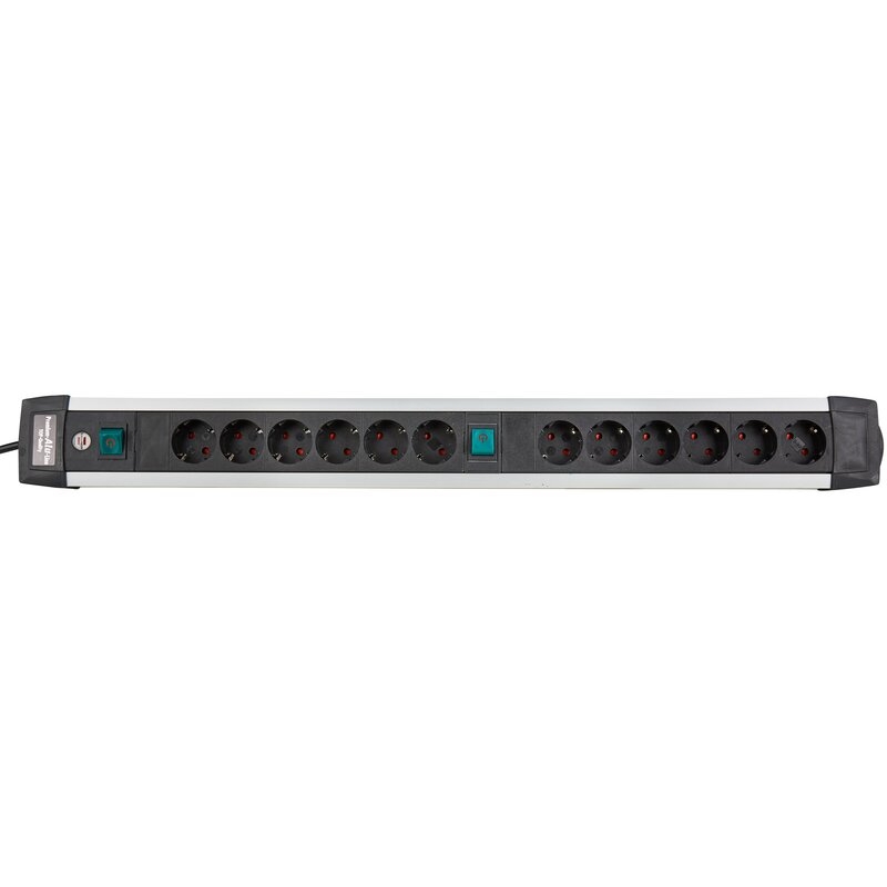 Base de tomas múltiples Premium-Alu-Line Technics con 2 y 3 interruptores Brennenstuhl