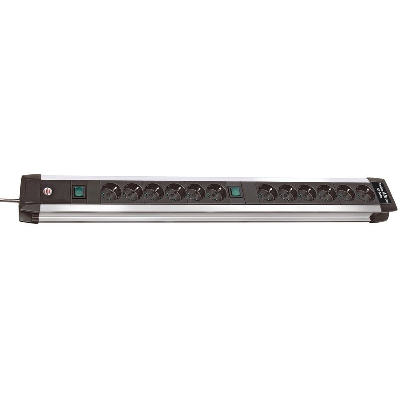 Base de tomas múltiples Premium-Alu-Line Technics con 2 y 3 interruptores Brennenstuhl