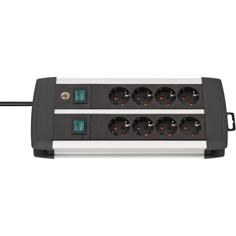 Base de tomas múltiples Premium-Alu-Line Technics con 2 y 3 interruptores Brennenstuhl