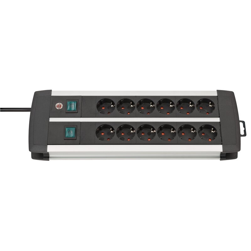 Base de tomas múltiples Premium-Alu-Line Technics con 2 y 3 interruptores Brennenstuhl