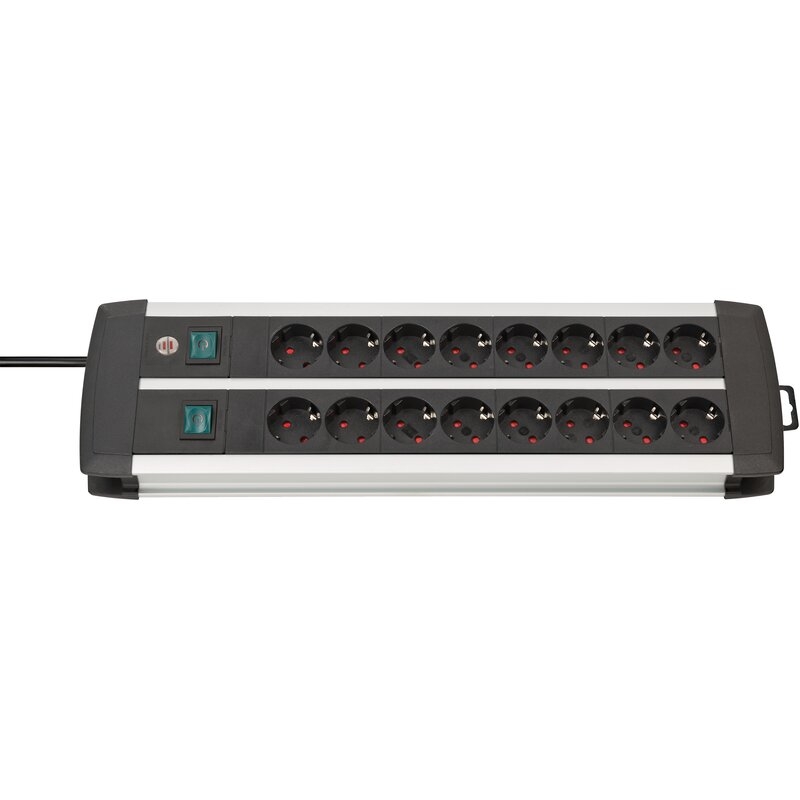 Base de tomas múltiples Premium-Alu-Line Technics con 2 y 3 interruptores Brennenstuhl