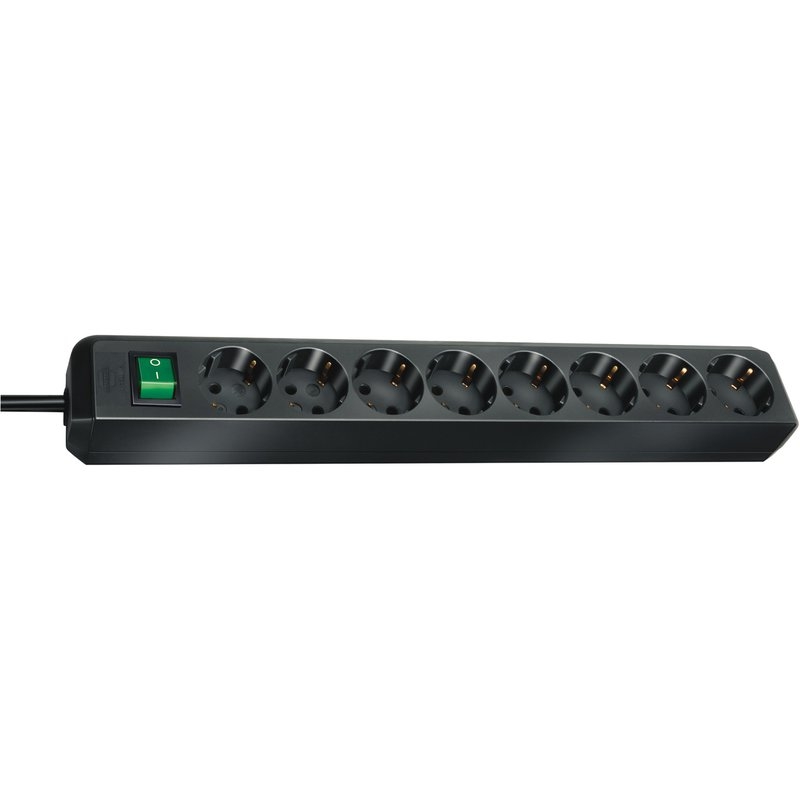 Base de tomas múltiples Eco-Line negra con interruptor Brennenstuhl