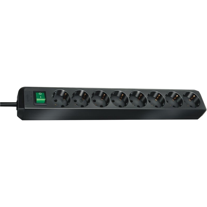 Base de tomas múltiples Eco-Line negra con interruptor Brennenstuhl