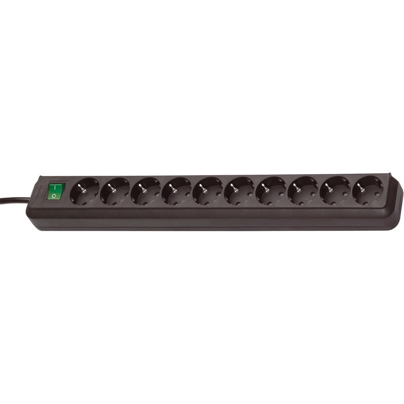 Base de tomas múltiples Eco-Line negra con interruptor Brennenstuhl