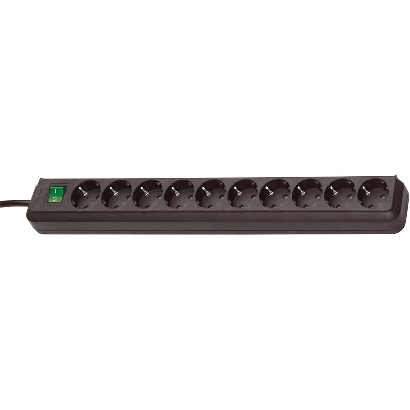 Base de tomas múltiples Eco-Line negra con interruptor Brennenstuhl