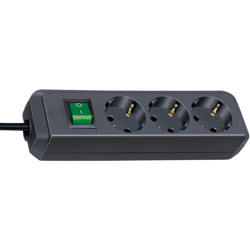 Base de tomas múltiples Eco-Line negra con interruptor Brennenstuhl