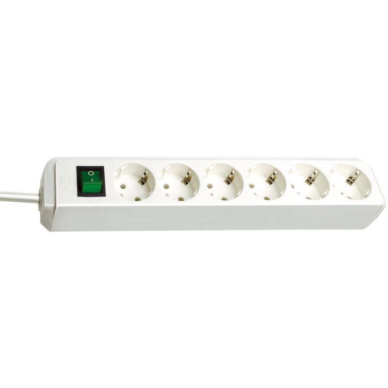 Base de tomas múltiples Eco-Line blanca con interruptor Brennenstuhl