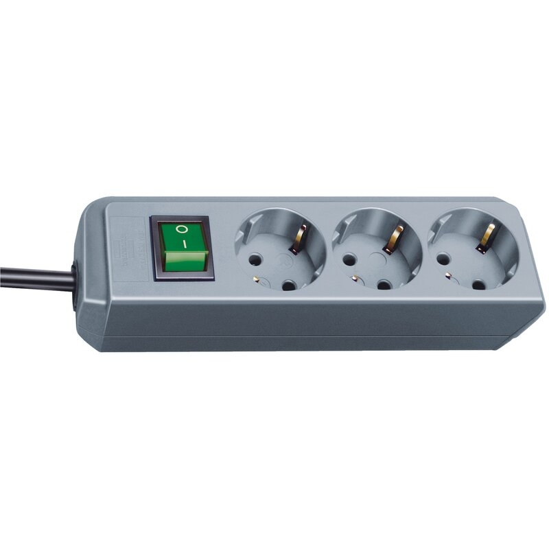 Base de tomas múltiples Eco-Line gris plata con interruptor Brennenstuhl
