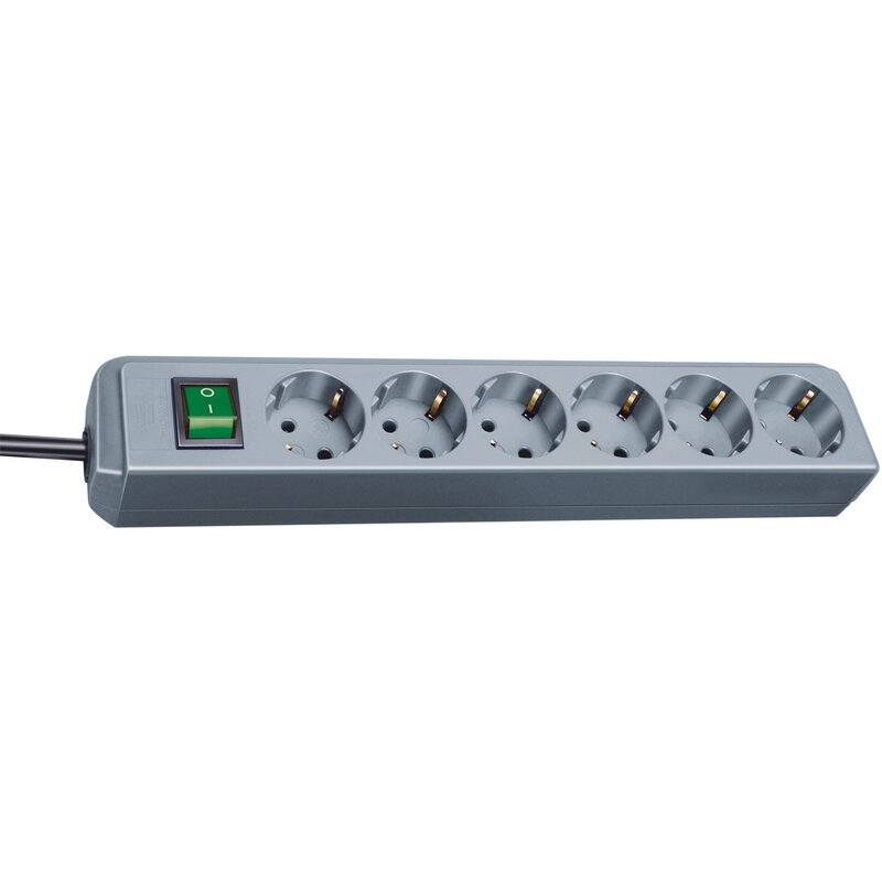Base de tomas múltiples Eco-Line gris plata con interruptor Brennenstuhl