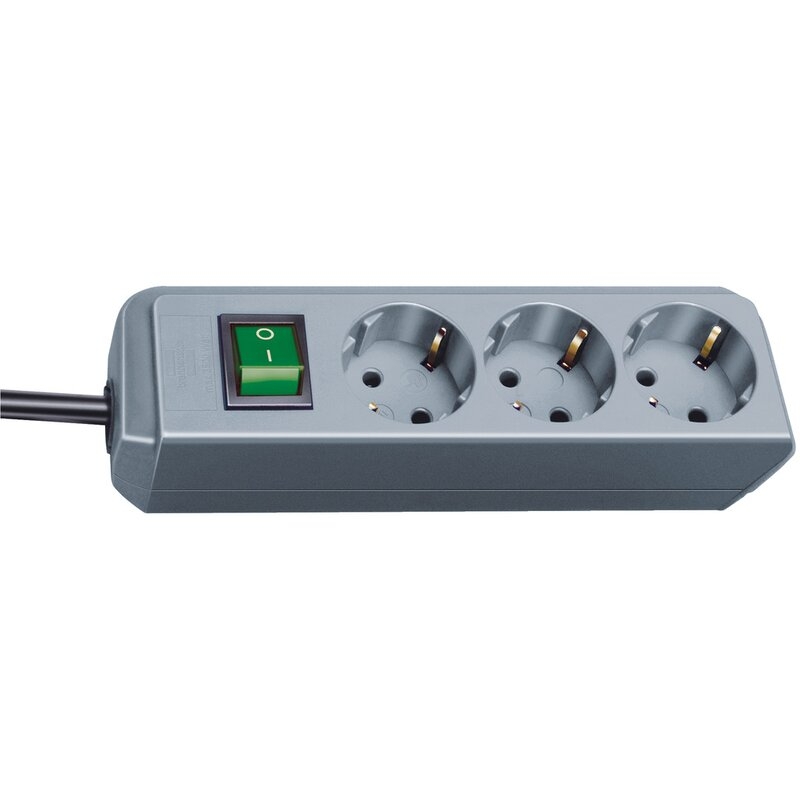 Base de tomas múltiples Eco-Line gris plata con interruptor Brennenstuhl