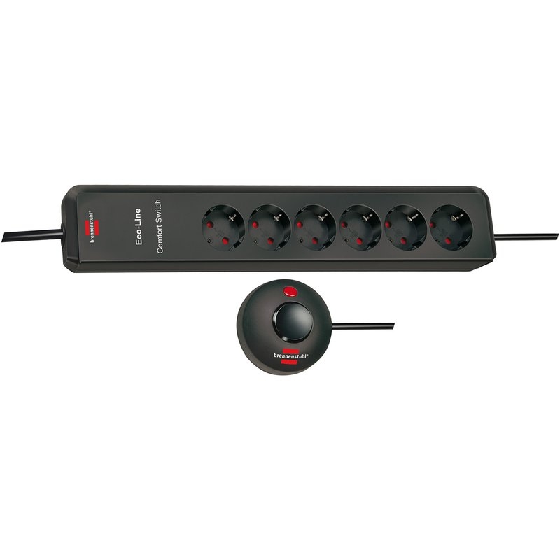 Base de tomas múltiples Eco-Line Comfort Switch con interruptor de mano/pie Brennenstuhl