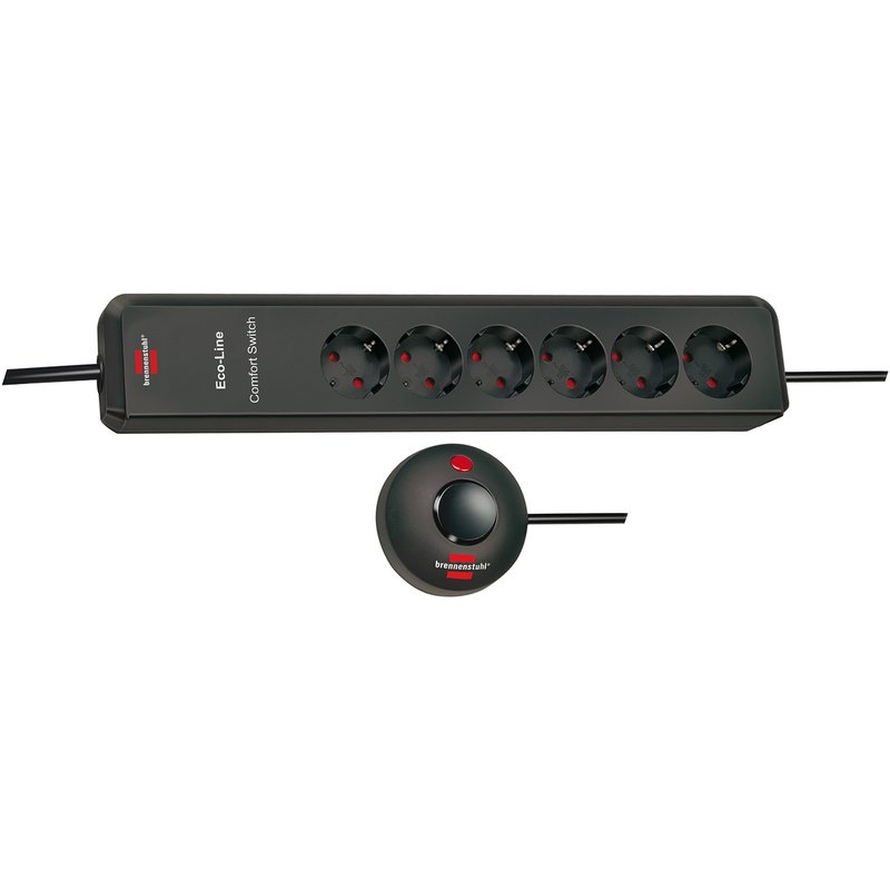 Base de tomas múltiples Eco-Line Comfort Switch con interruptor de mano/pie Brennenstuhl