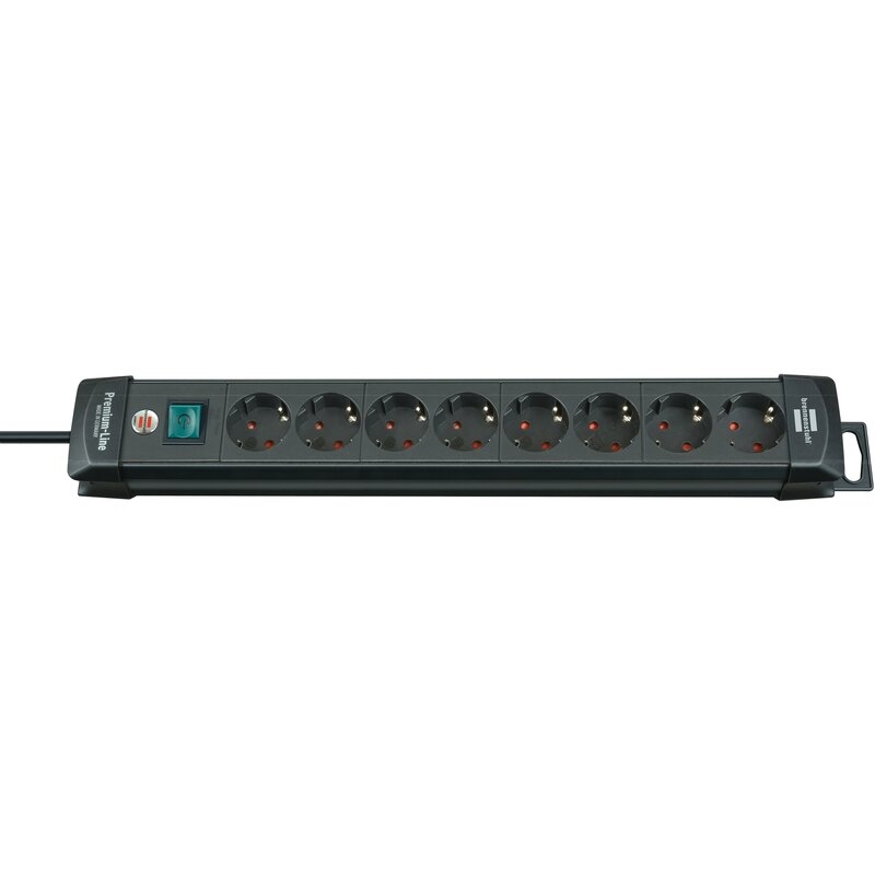 Base de tomas múltiples Premium-Line negra con varias posibilidad de instalación y fijación Brennenstuhl