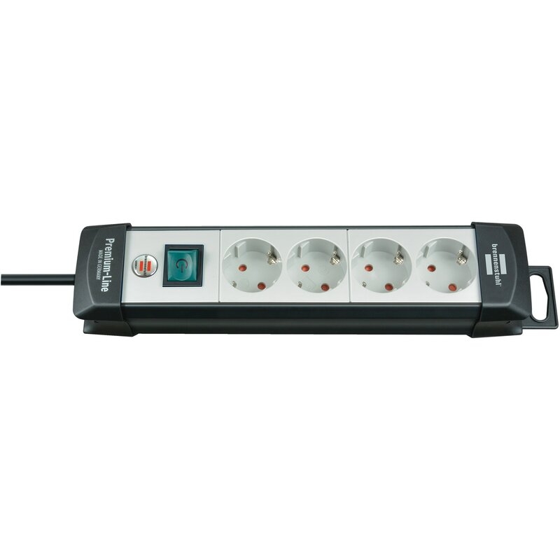 Base de tomas múltiples Premium-Line gris claro/ negra con varias posibilidad de instalación y fijación Brennenstuhl