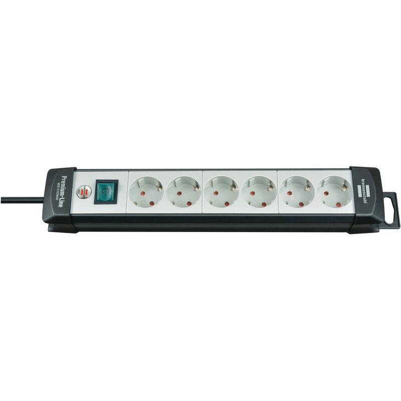 Base de tomas múltiples Premium-Line gris claro/ negra con varias posibilidad de instalación y fijación Brennenstuhl